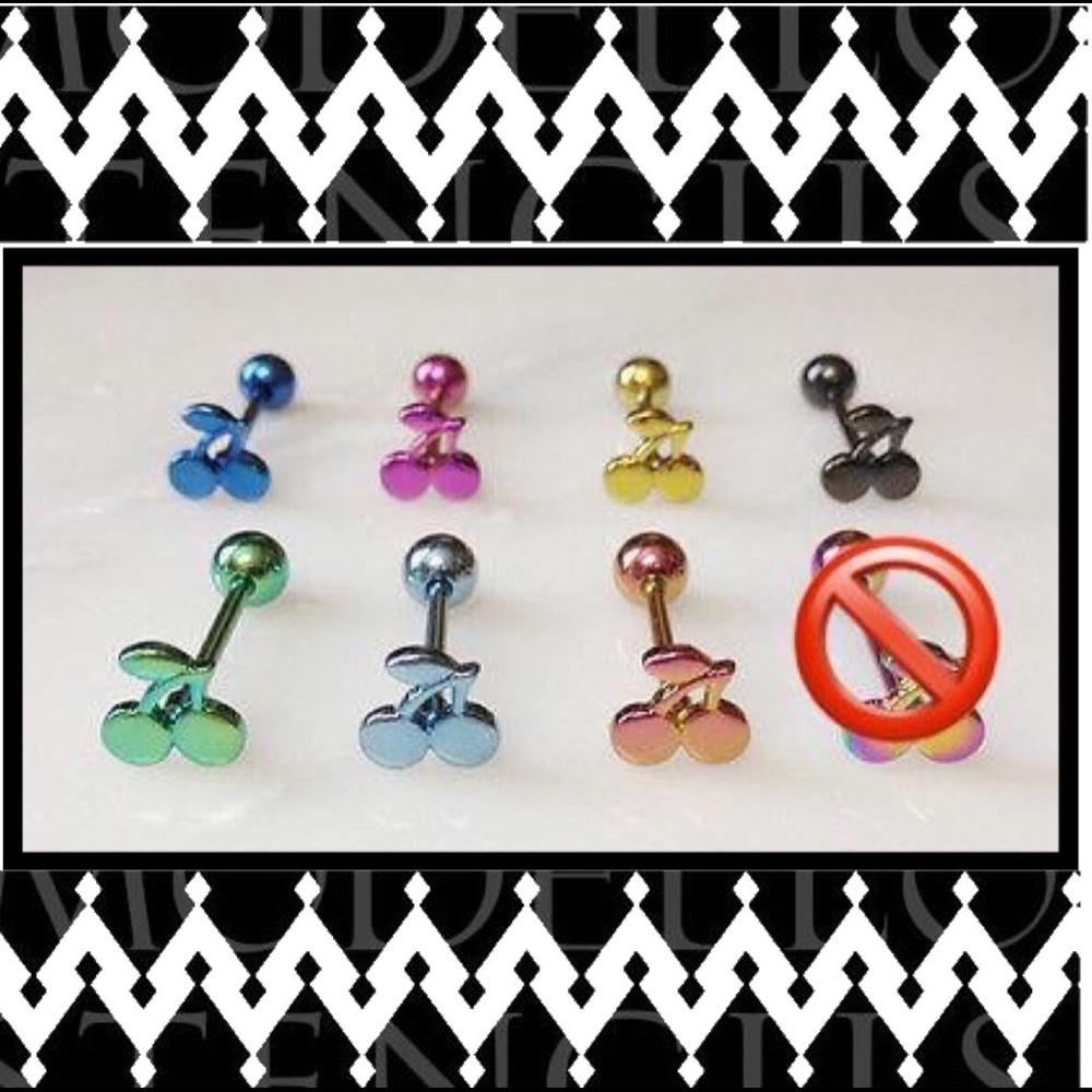 ❣️Buy 2 Get 2❣️Titanium Cherries Tongue Rings